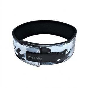 Ceinture de musculation en cuir 10 mm avec logo personnalisé, motif camouflage, boucle à levier, robuste, réglable, protection professionnelle, antidérapante - Product Image 1