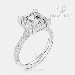 Bague de fiançailles en or blanc 14 carats avec diamant de laboratoire taille émeraude 3,83 carats, certifié IGI, couleur F+, clarté VS+, cadeau de promesse de mariage - Product Image 2