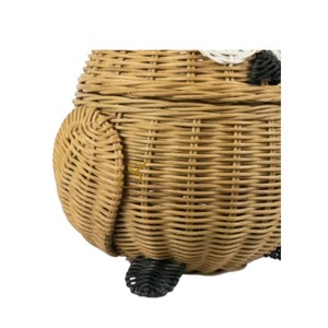 Handwoven Natural Owl Rattan Storage Basket with <b>Cover</b> Eco Friendly Indoor Garden Kids Room Toy <b>Bin</b> Nursery Decor - Product Image 3