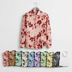 Chemise décontractée respirante à manches courtes, imprimé floral personnalisé, pour vacances d'été, plage, fête, boutonnée, tendance, vente en gros - Product Image 1