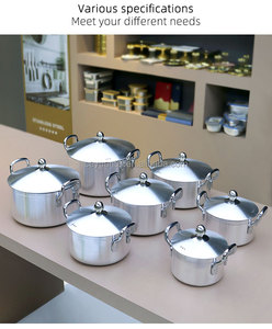 Set di Pentole in Alluminio con Doppio Manico, Fondo Piatto Rinforzato, Coperchio in Acciaio Non Rivestito, <span class=keywords><strong>Design</strong></span> Moderno e Semplice per Cucina - Product Image 2