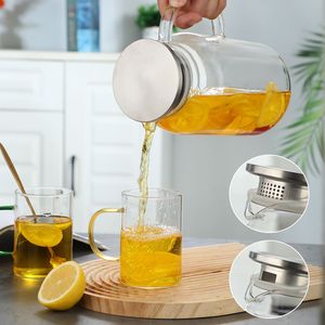 1 vasetto 4 tazze Set da tè con acqua di raffreddamento bollitore in vetro colorato manico tazza di acqua Set caffè e tazze da tè - Product Image 4