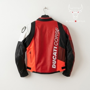 เสื้อแจ็คเก็ตหนังสำหรับขี่มอเตอร์ไซค์ Ducati Corse สำหรับผู้ชาย ระบายอากาศได้ดี แขนยาว สีแดง ขาว ดำ พร้อมอุปกรณ์ป้องกัน ชุดขี่มอเตอร์ไซค์ - Product Image 2