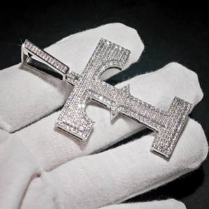 Pendentif personnalisé lettre T en argent sterling avec moissanite ronde de 3,50 carats pour femme, cadeau hip-hop - Product Image 6