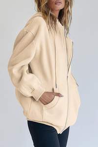 Sudadera con capucha premium con cremallera y estampado gráfico, cómoda y holgada, perfecta para ropa urbana y casual. - Product Image 5