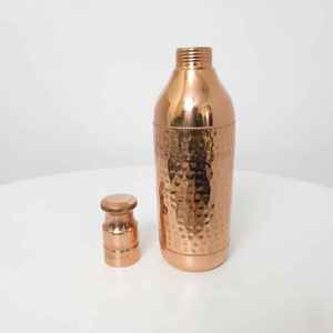 Pure Copper Eco-Friendly <b>1L</b> Unique Work Drinkware Ayurveda Yoga Benefits Copper <b>Water</b> <b>Bottle</b> Hammered Finish Portable Modern - Product Image 6