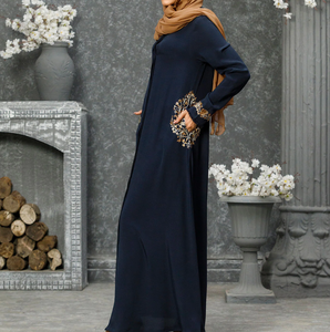 Robe Abaya sur mesure pour femmes, style Dubaï, avec hijab, antistatique, service OEM, en polyester et coton de haute qualité, longueur au sol, Kaftan Abayas - Product Image 1