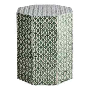Tabourets octogonaux en mosaïque marocaine vert foncé, mosaïque artisanale en nacre, petite table d'appoint pour la décoration du salon et de la chambre - Product Image 1