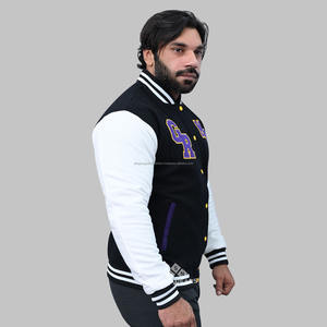 เสื้อแจ็กเก็ตเบสบอลหนังผู้ชายปักลายกำมะหยี่ผ้าขนสัตว์เสื้อแจ็กเก็ตทีมตัวแทนออกแบบได้ตามต้องการ - Product Image 5