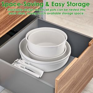 Juego de Utensilios de Cocina Antiadherentes de 17 Piezas con Inducción, Asas Desmontables, Calentamiento Rápido, Sartén y Cacerola para Uso en la Cocina - Product Image 5