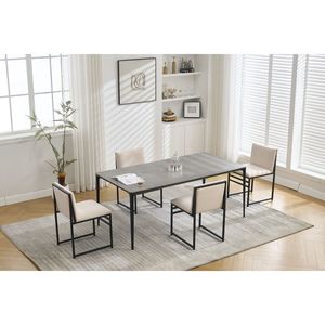 Juego Moderno de 2 Sillas de Comedor Tapizadas en Lino con Estructura de Hierro Minimalista, Respaldo y Cojines Color Marfil - Product Image 5