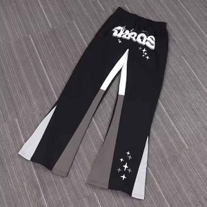 Pantalon évasé pour homme, taille élastique, coton et élasthanne, décontracté, respirant, léger, imprimé par transfert thermique avec motif lettres, idéal pour l'été - Product Image 2