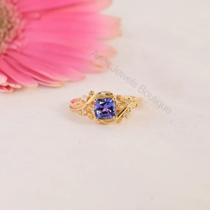 Bague de fiançailles et de mariage en Tanzanite naturelle taille coussin 1,05 carat, argent sterling 925, or massif 14 carats, bijoux de luxe OEM ODM - Product Image 2