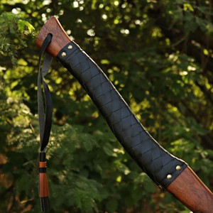 Hacha Tomahawk de Acero Forjado a Mano con Mango de Madera y Envoltura de Cuero, Herramienta Táctica de Supervivencia, Hacha para Camping, Garantía de 3 Años - Product Image 3