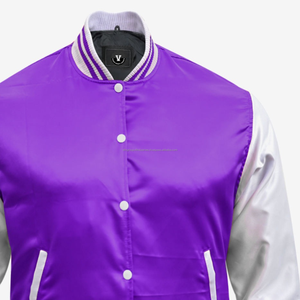 Chaqueta de satén de béisbol bordada personalizada al por mayor 100% chaquetas universitarias de bombardero de béisbol de satén personalizadas de poliéster/ - Product Image 6