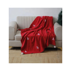 Jeté de lit de Noël en lin chaud et mélange acrylique, 60x80 pouces, certifié GOTS Inde, pour les acheteurs recherchant un jeté de lit saisonnier en peluche naturelle - Product Image 1