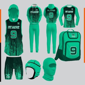 Ensemble de 7 pièces : Maillot de football sans manches à capuche et short, personnalisable pour équipe, 100 % polyester, pour entraînement et matchs - Product Image 1