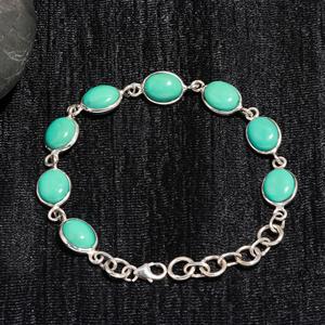 Natural Arizona Turquoise <b>Gemstone</b> <b>Bracelet</b> Jewelry Oval Shape 925 Sterling Silver <b>Bracelet</b> Jewelry Wholesaler - Product Image 3