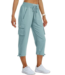 Pantalon cargo droit taille haute pour femme FITME SPORTS, décontracté, écologique, en tissu éponge léger, séchage rapide - Product Image 1