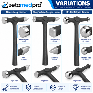 เครื่องมือแกะสลัก ZETOMEDPRO สำหรับงาน DIY ค้อนตีลายแบบสองหัว ขนาด 10 นิ้ว สีดำเงิน ทำจากเหล็กกล้า สำหรับงานตกแต่งเครื่องประดับ - Product Image 6