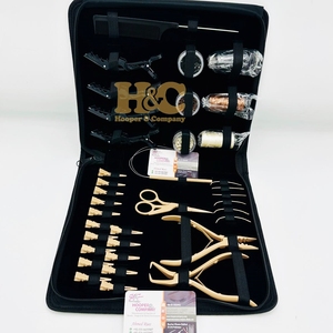 Superbe Kit d'Outils pour Extensions de Cheveux Beige : Pince, Ciseaux, Peigne, Clip, Sac, Boucle, Étui à Logo en Acier Inoxydable pour Micro-Anneaux - Product Image 4