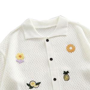 Camisas de Punto Personalizadas con Bordado para Hombre, Estilo Vintage, Tejido Abierto, Manga Corta, Cierre de Botones, Transpirables, Cárdigan de Verano - Product Image 4