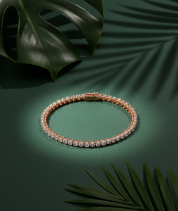 Bracelet en diamant rond brillant cultivé en laboratoire pour femmes, plaqué or, bijoux de luxe IGI pour mariage, fiançailles et cadeau - Product Image 1