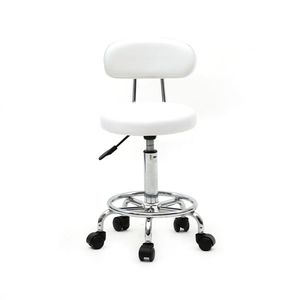 Sgabello da Salone Regolabile a Forma Rotonda con Schienale Bianco Linea Furniture - Product Image 1