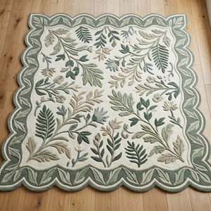 Alfombra de Lana con Diseño Floral de Hojas Botánicas, Hecha a Mano, para Sala de Estar o Dormitorio, Antideslizante, Duradera, Decoración de Lujo para el Hogar - Product Image 2