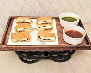 Carrito de Servicio Rústico de Bambú con Ruedas Metálicas para Cocina, Comedor o Buffet - Product Image 3