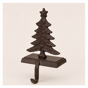 High Quality Antique Brown Cast Iron Christmas Tree <b>Stocking</b> <b>Holder</b> For Fireplace Mantel Heavy Duty 3D Weighted Metal <b>Stocking</b> - Product Image 1