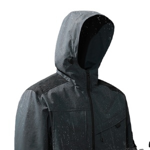 Veste softshell zippée personnalisée pour homme, imperméable, coupe-vent, à capuche, col montant, en toile, service OEM - Product Image 3