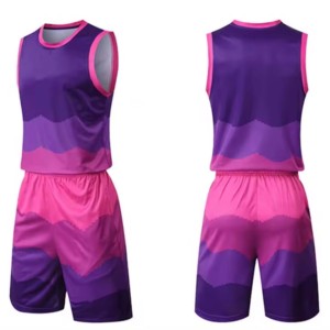 Unisex Gradient for <b>Pink</b> Basketball Jersey Set Sleeveless Moisture Wicking Breathable Windproof Elastic Waist Custom Sport - Product Image 1