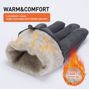 Men's Four Seasons Sheepskin Leather <b>Gloves</b> | <b>Touchscreen</b> Texting Nylon Lined Warm Breathable Eco-Friendly Sports Stretch Fit - Product Image 6