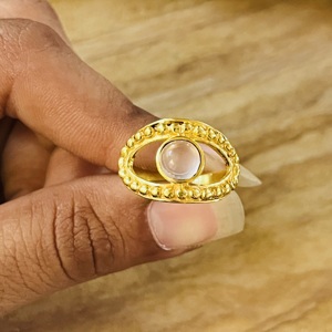Trendy Design Rose <b>Quartz</b> <b>Ring</b> Tribal Beaded Bands Boho Brass <b>Rings</b> For Women 18k Gold Plated Geometric Eye Jewelry Wholesale - Product Image 6
