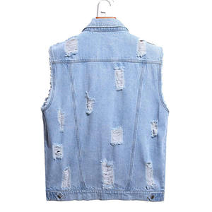 Chaleco sin Mangas de Mezclilla Azul Claro, Desgastado, Informal, de Algodón, para Mujer, Chaqueta de Moda de Verano - Product Image 3