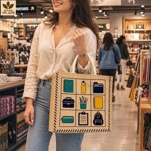 Custom Printed Natural Jute Tote Bag 28x23x10cm PP Laminated Promotional Shopping Corporate <b>Gift</b> Bag Wholesale OEM ODM Supplier - Product Image 5