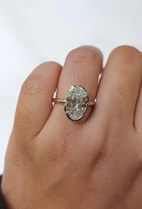 Anillo de compromiso de corte ovalado de 3.5 quilates, el mejor diseño, cultivado en laboratorio, oro macizo de 14K/10K, estilo clásico para mujer, diamante certificado para compromiso. - Product Image 3