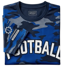 Camiseta de Fútbol para Hombre, Manga Corta, Camuflaje, Malla Transpirable, Cuello Redondo, Ropa Deportiva, 100% Poliéster - Product Image 5