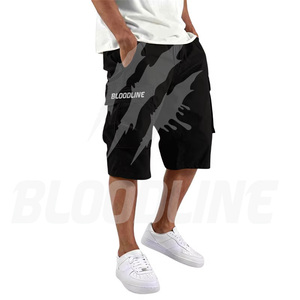 Pantalones Cortos Cargo de Camuflaje para Hombre BLOODLINE, Cintura Media, Cordón Ajustable, Bolsillos Casuales, Tela de Lona Transpirable - Product Image 1