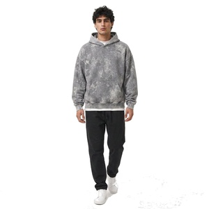 Sudadera con Capucha de Felpa para Hombre, Estilo Acid Wash, Corte Holgado, Acabado Vintage, con Logotipo de Marca Bordado - Product Image 3