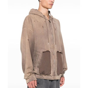Sudadera con Capucha Extra Grande para Hombre, Color Sólido, Felpa Francesa Lavada, Manga Larga, Diseño con Bolsillos, Ropa Casual de Otoño - Product Image 3