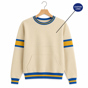เสื้อสเวตเชิ้ตคอวี Cosh International Sorority Sisterhood ลายทางสีน้ำเงินเหลือง ผ้าฝ้ายถัก ใส่ได้ในฤดูใบไม้ร่วง ความยาวปกติ - Product Image 1