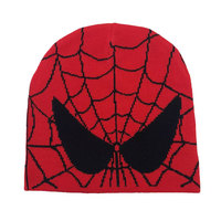 Gorro de Punto Jacquard de Spider-Man, 100% Lana, Ajustable, Rojo y Negro, Unisex, para Adultos, Gorro de Invierno de 56-58 cm, Informal, para Viajes y Playa