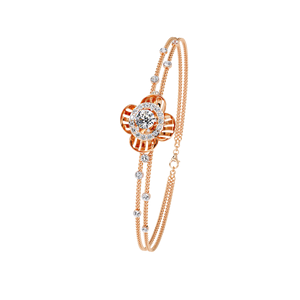 สร้อยข้อมือเพชร Mariner Link สำหรับผู้หญิง – สร้อยข้อมือเพชร Clover แบบเปิดลายฉลุสำหรับผู้หญิง รุ่น Pavé Rail & Double Cable Chain – ลายดอกไม้แบบสล็อต - Product Image 2
