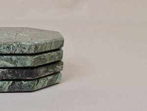 Elegant Premium Indian Green Extra Octagonal <b>Marble</b> <b>Coasters</b> Natural Stone Flamed Finish Waterproof Table <b>Coasters</b> for Home - Product Image 3