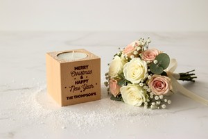 Personalized Wooden Tea <b>Light</b> Holder <b>Cube</b> Candle Stand Handmade Square for Home Wedding Christmas Decor - Product Image 4