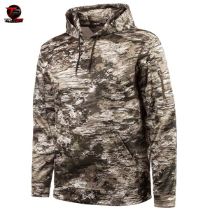Sweat à capuche de chasse pour homme en polaire épaisse, camouflage Rock Bark, avec cordon de serrage réglable et fermeture éclair utilitaire sur la manche - Product Image 1