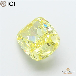 Bague solitaire pour femme avec diamant de laboratoire CVD certifié IGI, forme coussin, 2,51 carats, clarté VS1, couleur jaune vif fantaisie - Product Image 4