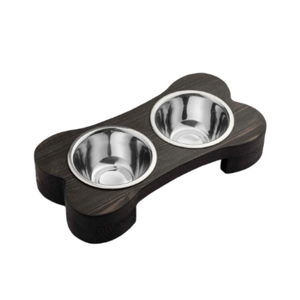 Comederos elevados de madera natural hechos a mano para mascotas, tazón para perros con forma de hueso, suministros para mascotas al por mayor desde Vietnam - Product Image 1